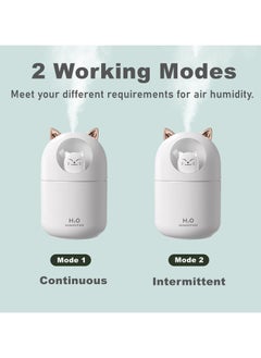 Generic Cat Small Humidifier for Bedroom - 300ml Mini Cool Mist Humidifiers with Night Light, 2 Spray Modes, Ultra-Quiet, Portable Personal Air Humidifier for Women Kids Room Office Desk Car (White)  - Image 4
