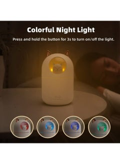 Generic Cat Small Humidifier for Bedroom - 300ml Mini Cool Mist Humidifiers with Night Light, 2 Spray Modes, Ultra-Quiet, Portable Personal Air Humidifier for Women Kids Room Office Desk Car (White)  - Image 3