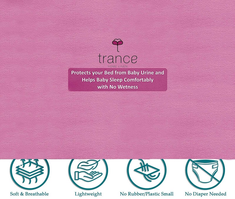 Trance Quick Dry - Soft Bed Protector Waterproof Baby Cot Sheet - (Small-70x50 cm, Pink) Pack of 2 - Image 3
