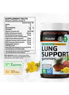 BIO KRAUTER BIO KRAUTER Lung Support Gummies - Lung Cleanse & Support Herbal Supplement w/Vitamin C - Lung Detox Gummies with Mullein Leaf Blend - Respiratory Health Support - 60 Vegan Chews  - Image 3