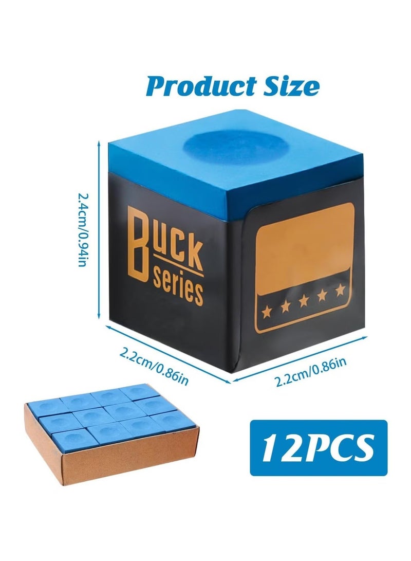 زفيف 12PCS SNOOKER CUSE Chalk ، NO؟ Slip Pool Cue Chalk Blue Premium Billiard Chalk Long-Lastering Cue Tip Accessories للاعبين المحترفين البلياردو ، المتحمسون ، لاعبو المنازل - Image 2