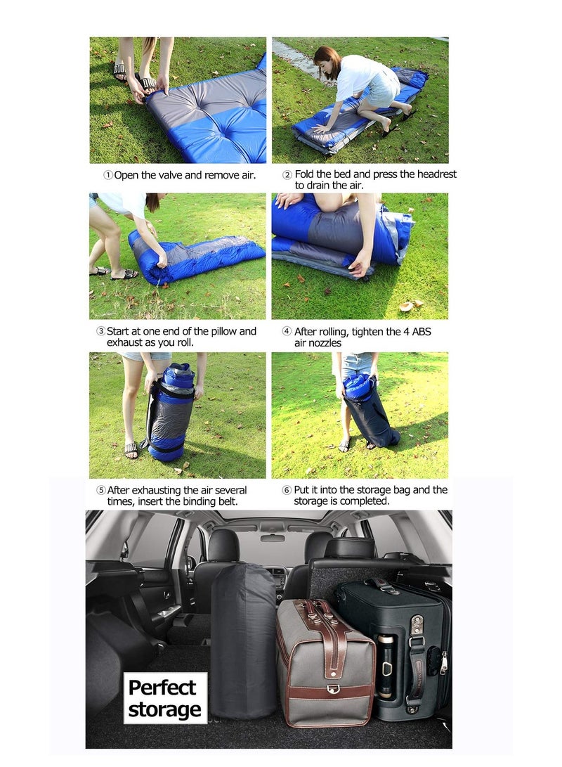 Car Automatic Air Mattress - Portable Car Automatic Air Bed Fit for SUV Trunk Travel Air Bed SUV Air Mattress Camping Outdoor Mattress with Storage Bag Blue  - Image 4