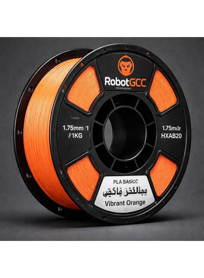 robotgcc PLA Basic Vibrant Orange 1.75mm 3D Printing Material 1KG Spool for FDM 3D Printer Smooth Extrusion Stable Diameter ±0.02mm Low Warping Strong Layer Adhesion Easy Print PLA for Prototyping Decorative Models DIY Projects Educational Printing High Precision Consistent Filament - Image 1