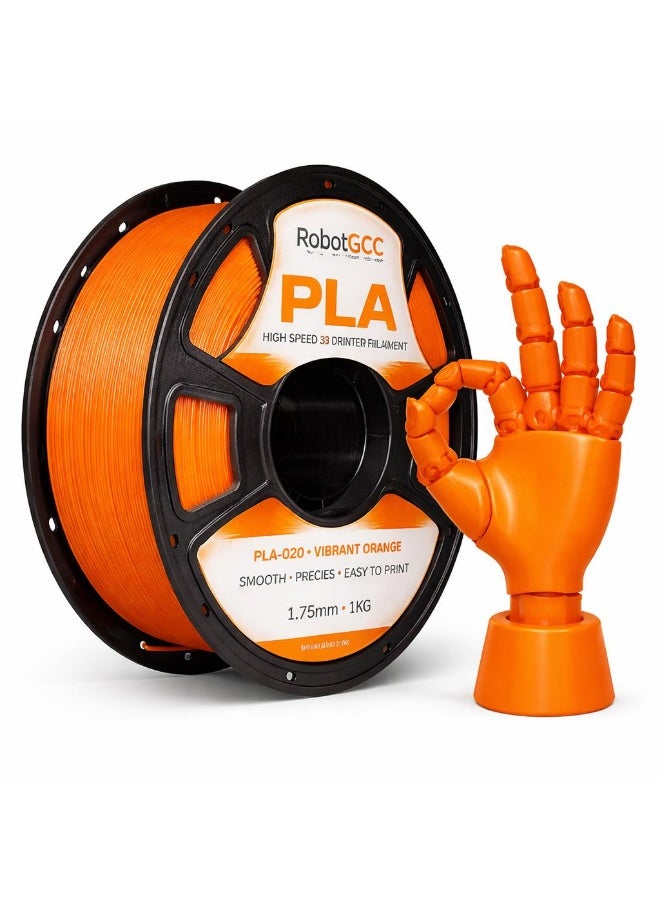 RobotGCC PLA Vibrant Orange 3D Printer Filament 1.75mm 1KG, Smooth Extrusion, Low Warping, Strong Layer Adhesion, Easy-to-Print Material for FDM 3D Printers, Models and Prototypes - Image 1