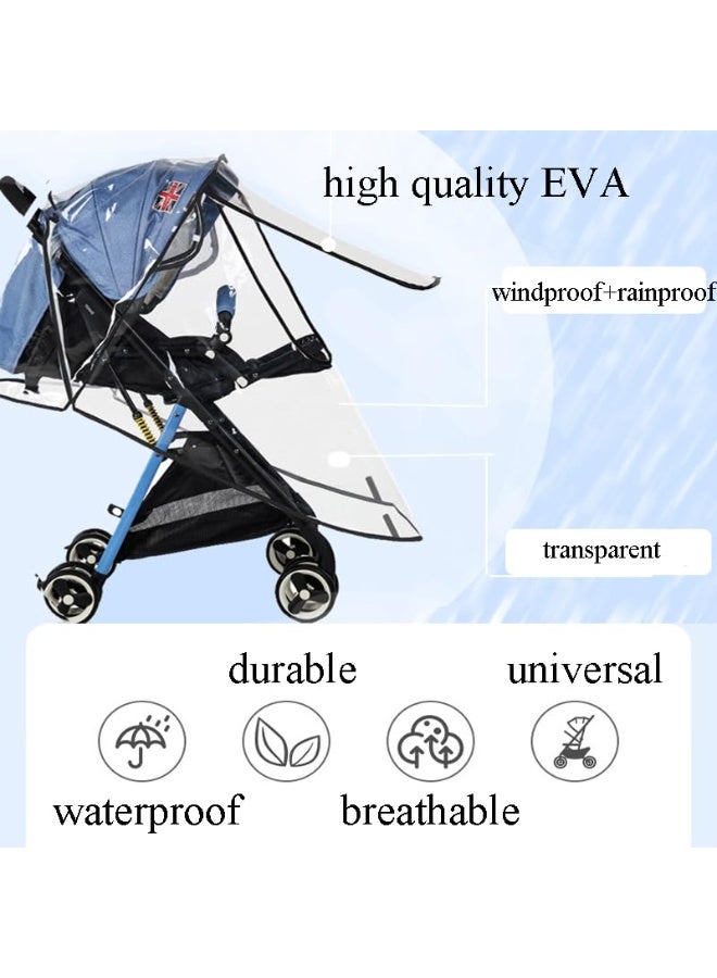 كيل › غطاء واقي من المطر شفاف لعربة الأطفال، واقي من الطقس عالمي للاستخدام أثناء السفر، غطاء واقي من المطر قابل للتنفس لعربة الأطفال، مقاوم للرياح، مقاوم للماء، يحمي من أشعة الشمس والغبار والثلج - Image 3