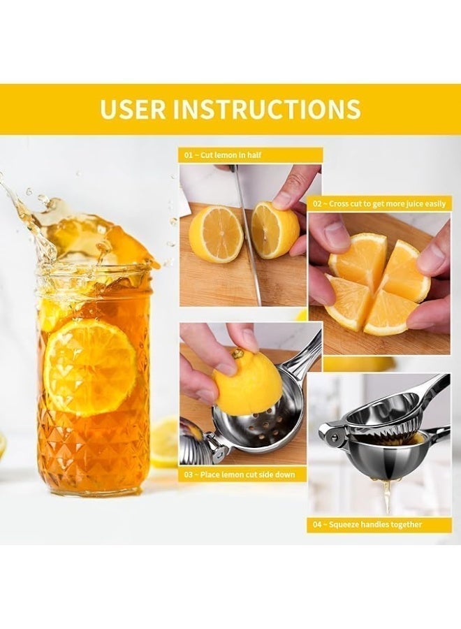 Lemon Squeezer, Heavy Duty Lemon Juicer, Stainless Steel Lime Squeezer, Manual Citrus Press, Orange Juicer Handheld, Hand Press Fruit Juicer, Exprimidor De Limones - Image 4