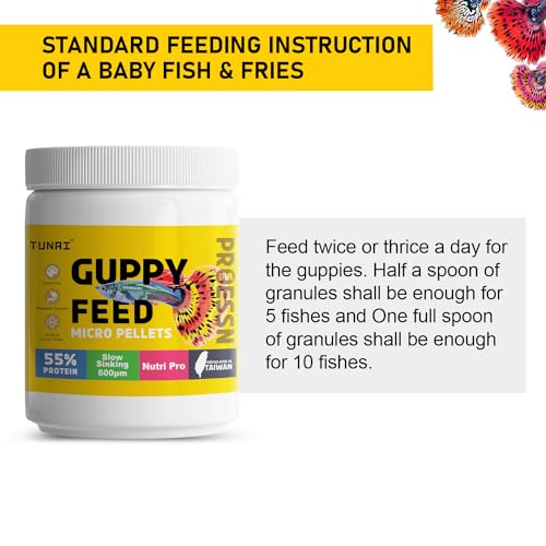TUNAI Guppy Fish Food with 55% Protein| 40G |600 Microns - Floating Micro Pellets| Guaranteed Tail Color Enhancement for Guppies, Taiwan Formula, All Life Stages - Image 5