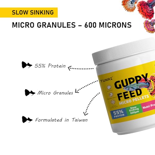 TUNAI Guppy Fish Food with 55% Protein| 40G |600 Microns - Floating Micro Pellets| Guaranteed Tail Color Enhancement for Guppies, Taiwan Formula, All Life Stages - Image 3