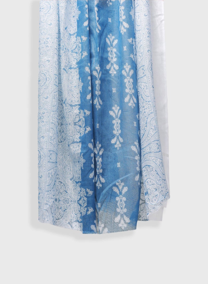 AMICA Paisely Print Hijab Soft Natural Fiber Head Scarf for Women-Blue - Image 3