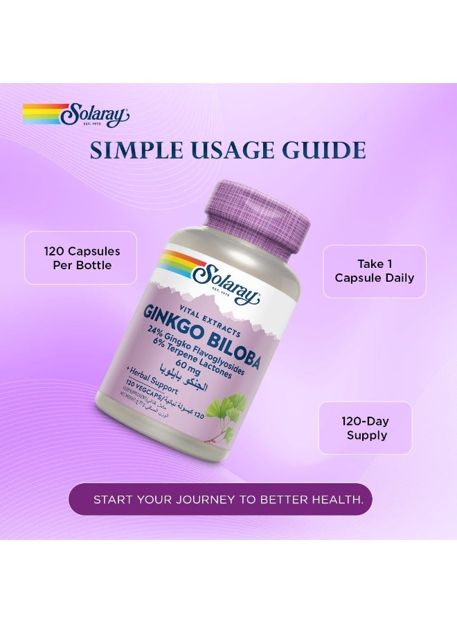 Solaray Ginkgo Biloba 60 Mg 120 Vegcaps - Image 3