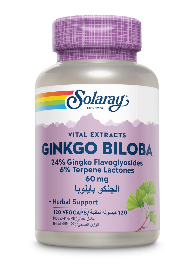 Solaray Ginkgo Biloba 60 Mg 120 Vegcaps - Image 1