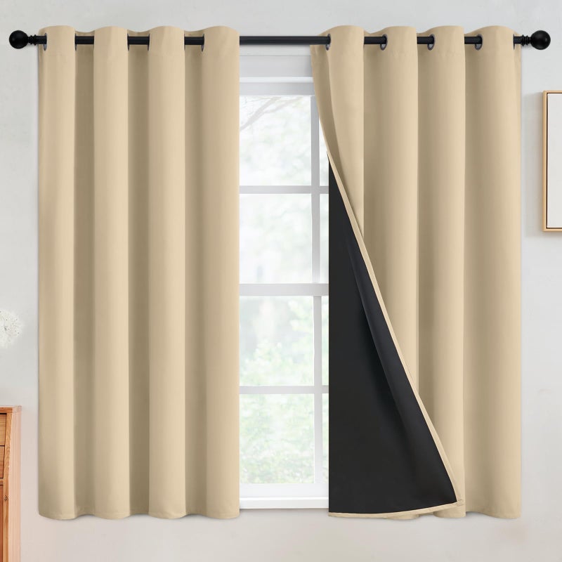 SimpleHome 100% Blackout Curtains for Bedroom Thermal Insulated Sage Grommet Window Drapes Room Darkening Curtains for Living Room with Black Back 52 x 54 Inch 2 Panels - Image 1