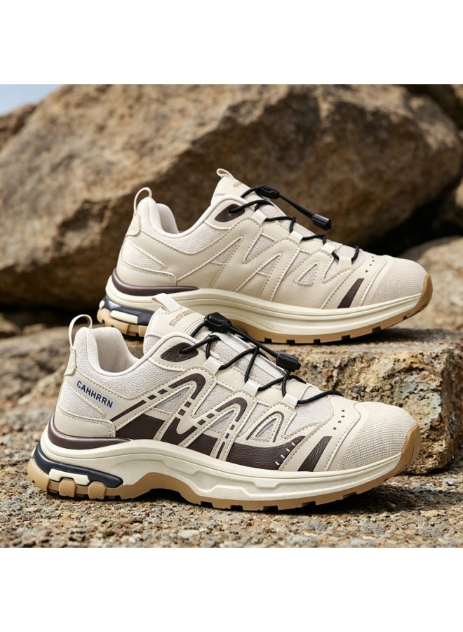 Autumn New Trendy Round-toe Versatile Breathable Lace-up Thick-soled Comfortable Casual Solid Color Comfortable Sports Men's Shoes