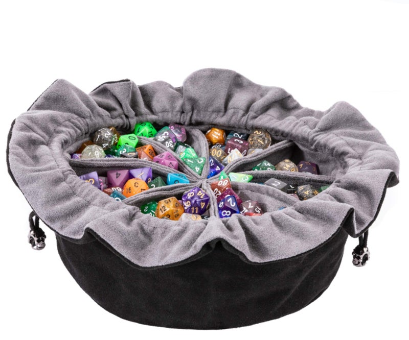 TOYFUL Large DND Dice Drawstring Bags with Pockets Black Storage Bag for RPG MTG Game Dices Capacity Over 300 Dice - Image 2