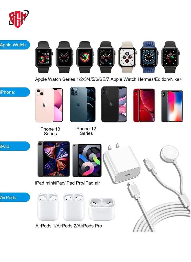 BGM - USB C Charger for Apple Watch, 20W PD Fast Wall Charger Power Adapter with 2-in-1 iWatch Magnetic Charging Cable Compatible with Apple Watch Series 8/7/6/SE/5/4/3/2, iPhone 14/13/12/11/Pro/Max/Xs/XR/8 - Image 1