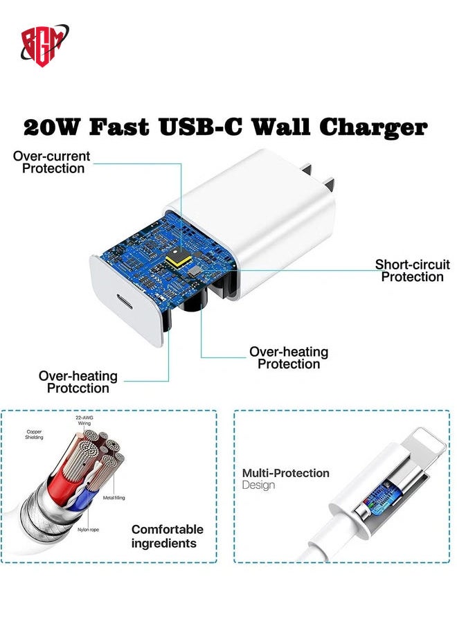BGM - USB C Charger for Apple Watch, 20W PD Fast Wall Charger Power Adapter with 2-in-1 iWatch Magnetic Charging Cable Compatible with Apple Watch Series 8/7/6/SE/5/4/3/2, iPhone 14/13/12/11/Pro/Max/Xs/XR/8 - Image 1
