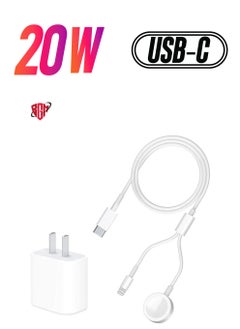 USB C Charger for Apple Watch, 20W PD Fast Wall Charger Power Adapter with 2-in-1 iWatch Magnetic Charging Cable Compatible with Apple Watch Series 8/7/6/SE/5/4/3/2, iPhone 14/13/12/11/Pro/Max/Xs/XR/8