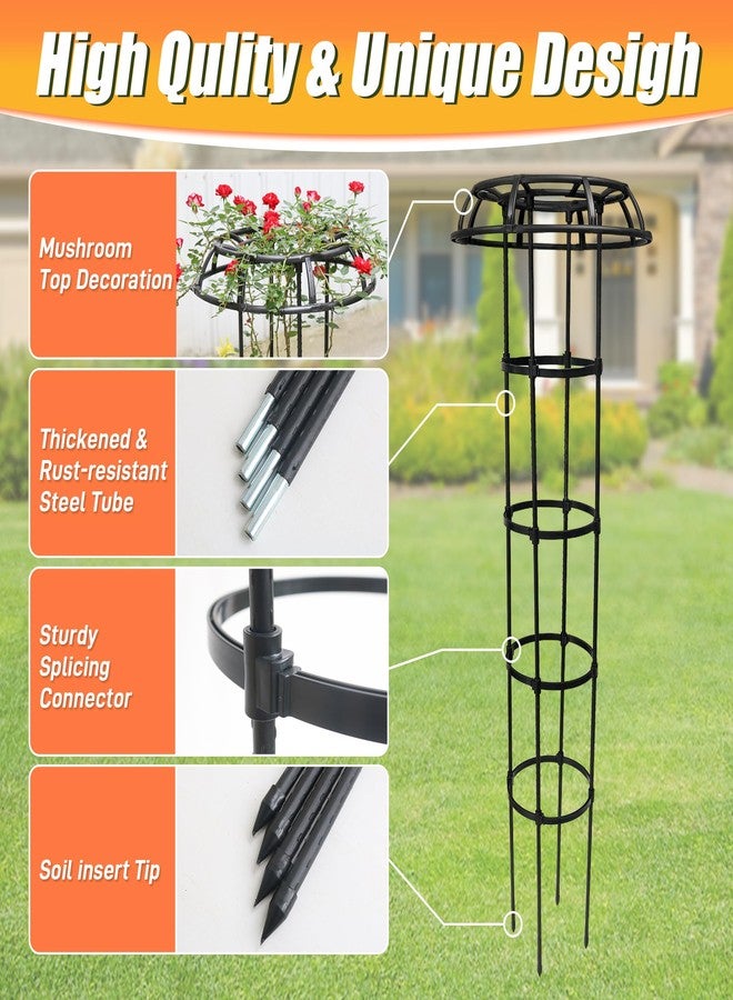 Anothera 65 Inch Garden Trellis for Climbing Plants Outdoor, Mushroom Top Trellis for Potted Plants, Vines, Roses, Clematis, and Vegetables, Plant Trellis Support 1 Pack - Image 3