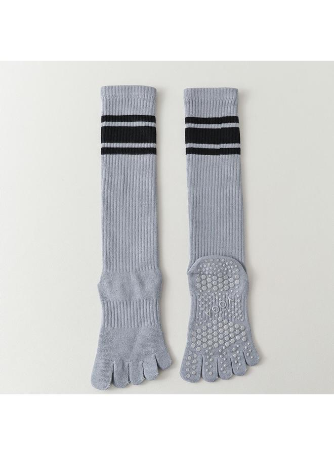 كوينج 长筒五指瑜伽袜分趾专业防滑普拉提压力小腿袜女春秋运动专用棉袜 - Image 1