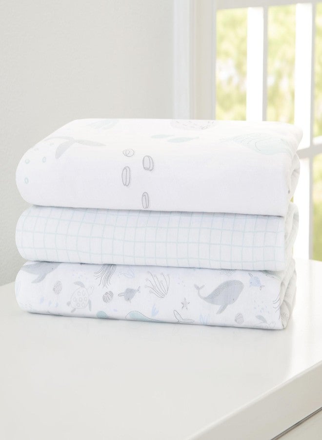 Delta Children Fitted Crib Sheets for Girls and Boys - 100% Organic Cotton Crib Sheet for Standard Crib and Toddler Mattresses - 28x52 Inch - GOTS Certified (Pack of 3), Sea Life - Image 2
