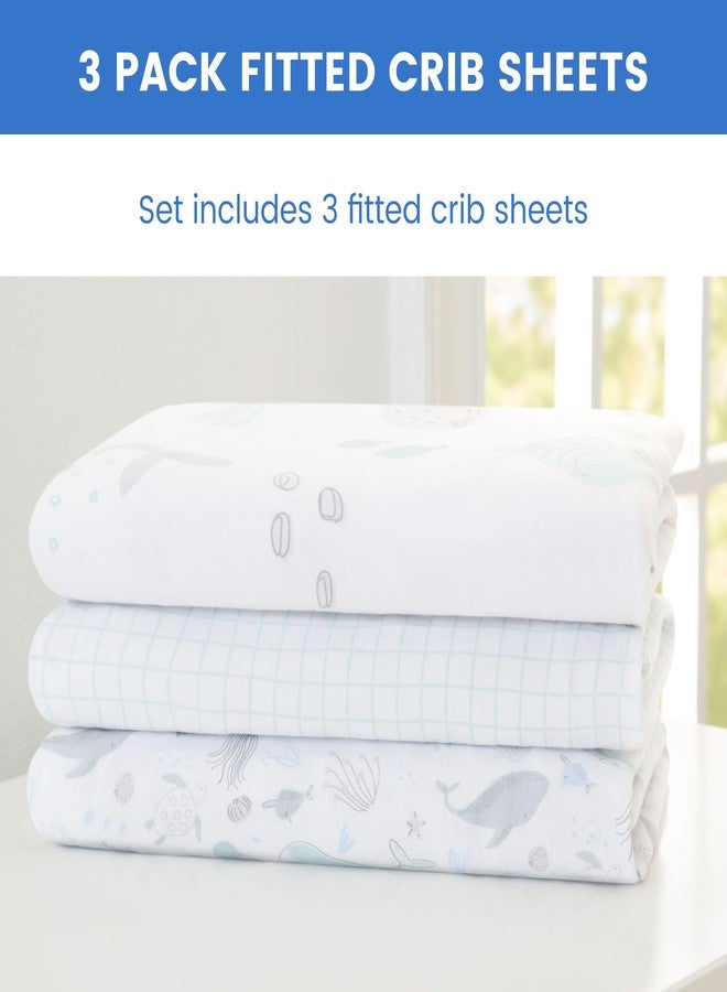 Delta Children Fitted Crib Sheets for Girls and Boys - 100% Organic Cotton Crib Sheet for Standard Crib and Toddler Mattresses - 28x52 Inch - GOTS Certified (Pack of 3), Sea Life - Image 5