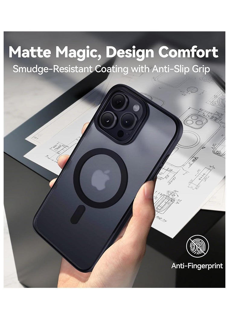 مجيد جراب متوافق مع iPhone 15 Pro Max، جراب واقٍ كامل الجسم غير لامع، جراب هاتف نحيف مقاوم للصدمات ومضاد للخدش وناعم، متوافق مع MagSafe 16FT Premium Protection مع حلقة مسند - Image 5