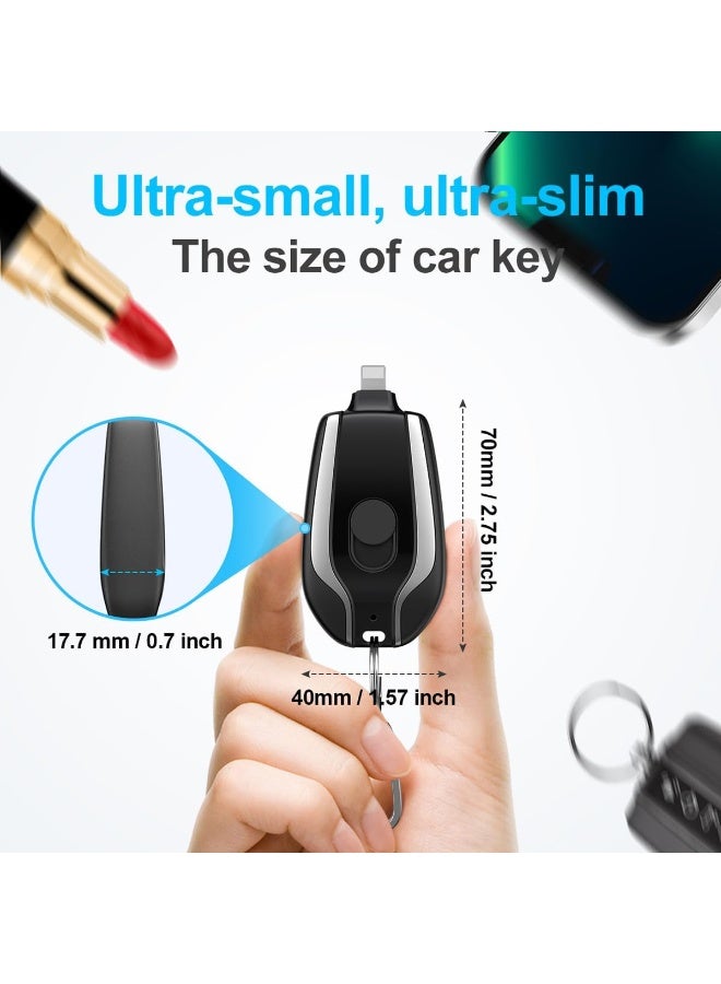 Arabest Keychain Portable Charger, 1500mAh Mini Power Emergency Pod,External Fast Charging Power Bank Battery Pack,Cell Phone Charger for 14,13,12,11,Plus,Pro,Max,XS,XR,X,8,7,6,6s,5,4,Black  - Image 2