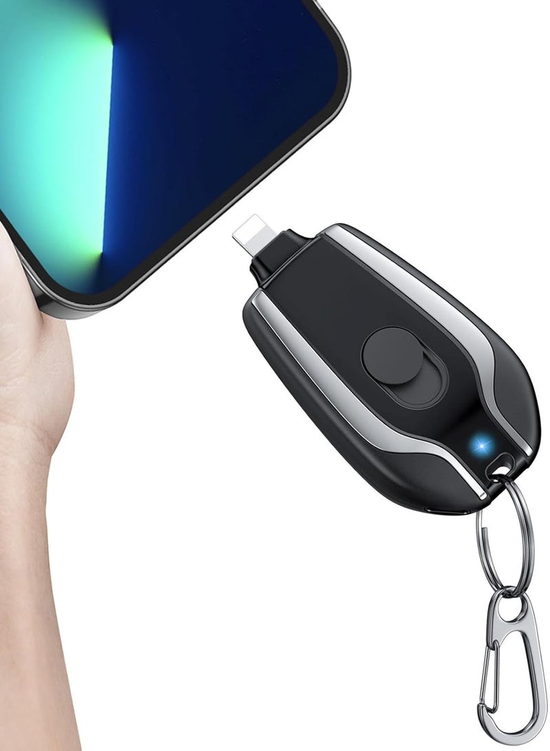 Arabest Keychain Portable Charger, 1500mAh Mini Power Emergency Pod,External Fast Charging Power Bank Battery Pack,Cell Phone Charger for 14,13,12,11,Plus,Pro,Max,XS,XR,X,8,7,6,6s,5,4,Black  - Image 1