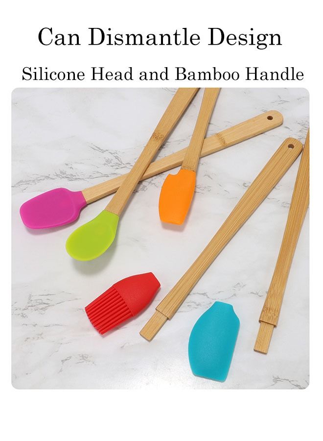 Ant 5-Piece Silicone kitchenware Scraper with Wooden Handle, Heat Resistant Basting Brush Baking Tool Set, Food Brushes for BBQ Grill Kitchen Baking Brushes - Image 4