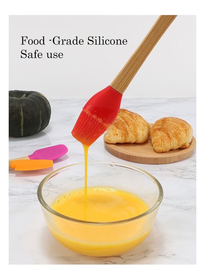 Ant 5-Piece Silicone kitchenware Scraper with Wooden Handle, Heat Resistant Basting Brush Baking Tool Set, Food Brushes for BBQ Grill Kitchen Baking Brushes - Image 5