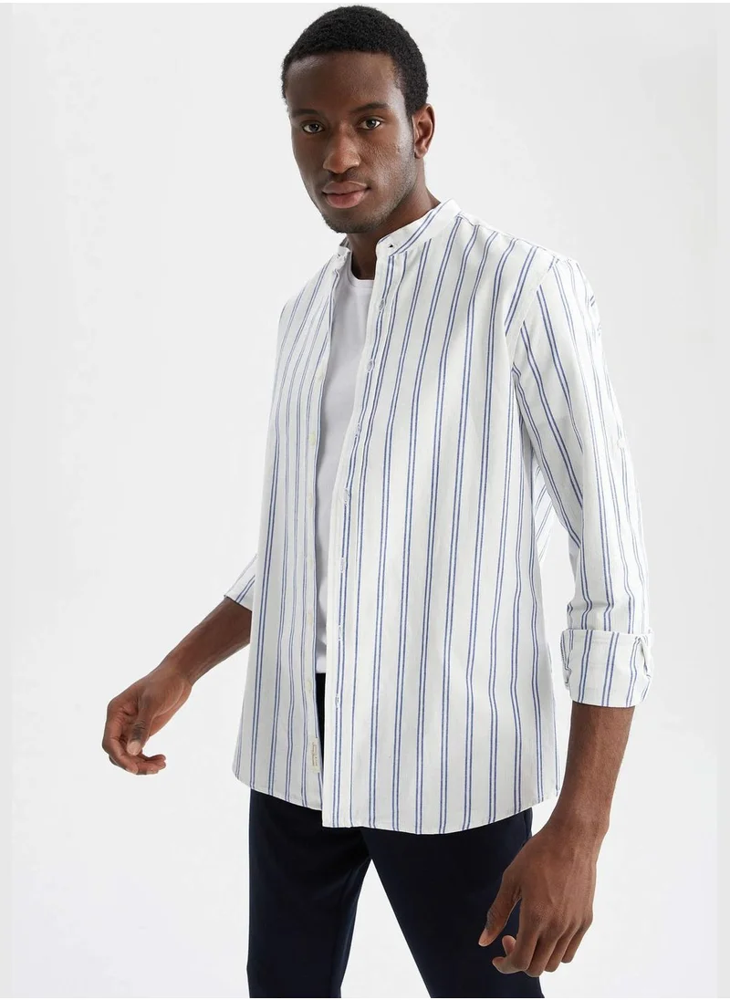 DeFacto Regular Fit Long Sleeve Striped Shirt
