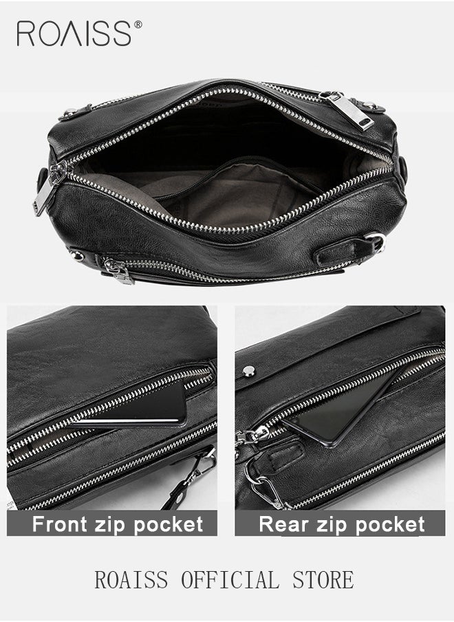 roaiss - Men Multifunctional Clutch Bag with Business Style Waterproof and Durable Material Large Capacity Wallet Card Holder Passport Holder Sunglasses Organizer Classic Solid Color Men Waist Bag Handbag - Image 1