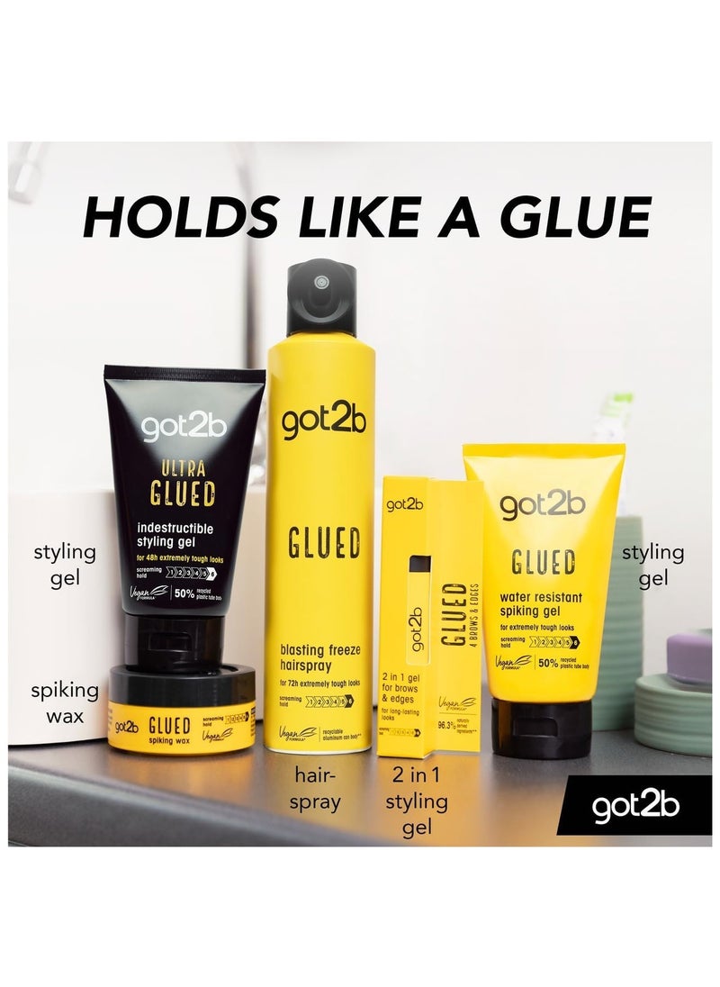 Got2b - Schwarzkopf got2b Glued Blasting Freeze Spray, Strong Hold Hairspray for Up to 72 Hours, Vegan, Silicone Free, 100ml pack of 12 - Image 1