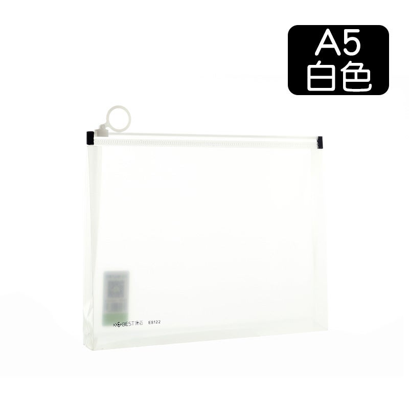 Generic KOBEST A4 Clear Document Bag A5 Zippered Office File Pouch A5-White-E8122 (Pack of 12) 