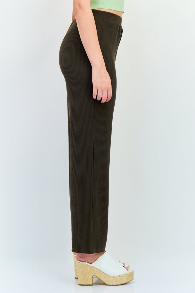 Fire & Glory Women Regular Fit Textured Wide Leg Pant, Brown - Image 2