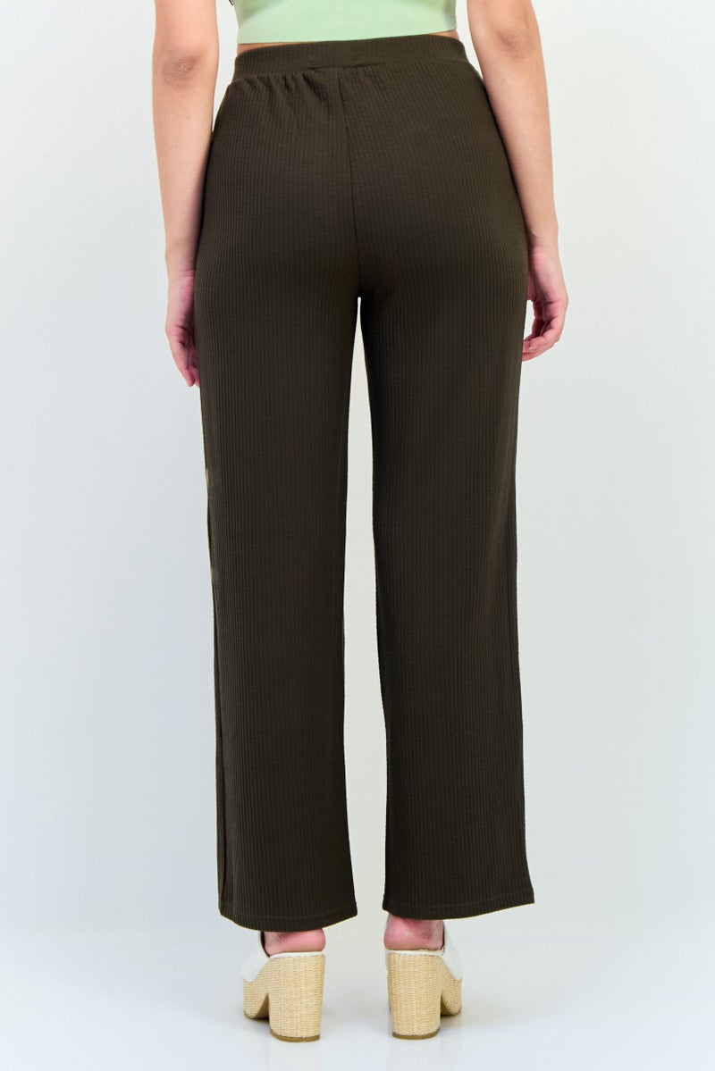 Fire & Glory Women Regular Fit Textured Wide Leg Pant, Brown - Image 3