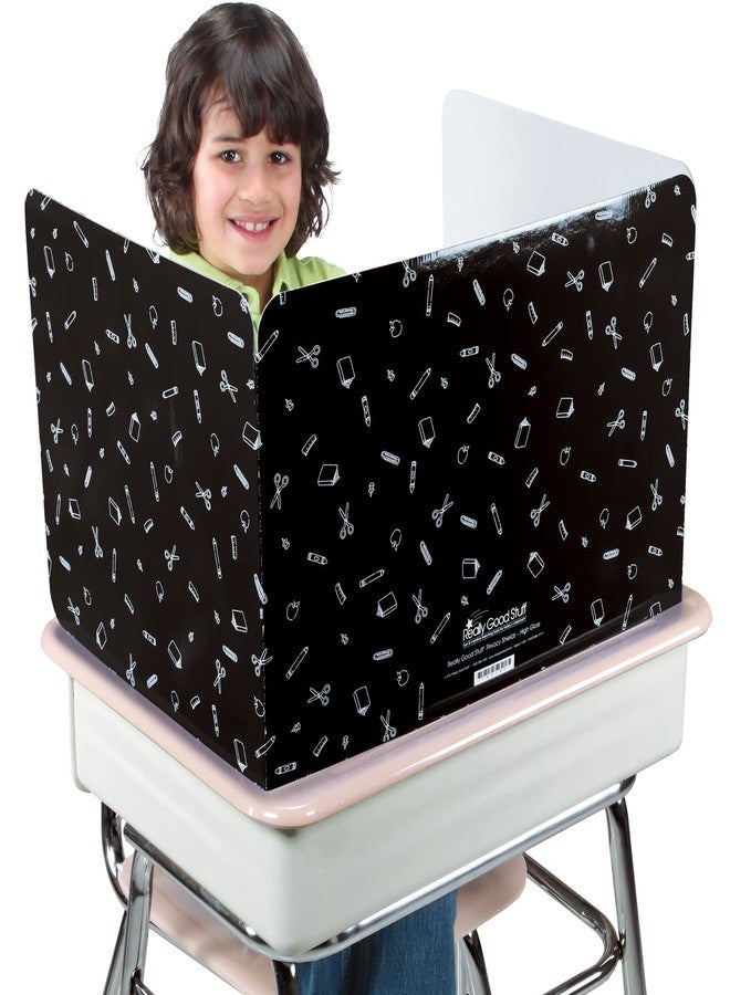 Really Good Stuff Large Privacy Shields - Set of 12, Black Glossy - Enhance Focus and Minimize Distractions for Students - Desk Dividers - Image 1