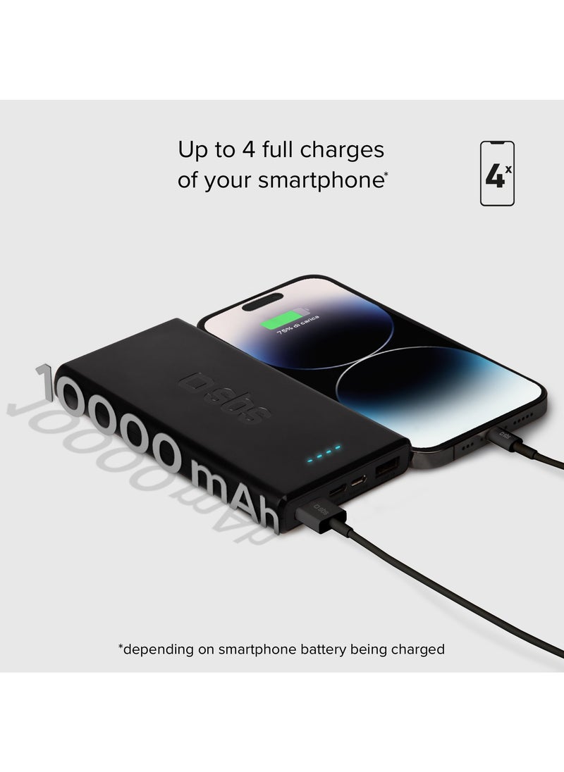 SBS - Power Bank 10,000 mAh 2 USB 2.1 A, black color Charge Three Devices at the same time like iPhone, Samsung and Others. - Image 1