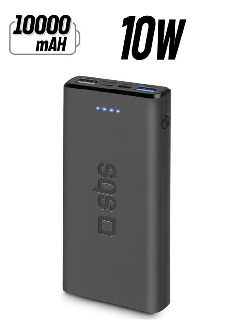 Power Bank 10,000 mAh 2 USB 2.1 A, black color Charge Three Devices at the same time like iPhone, Samsung and Others.