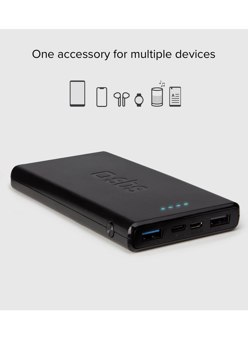 SBS - Power Bank 10,000 mAh 2 USB 2.1 A, black color Charge Three Devices at the same time like iPhone, Samsung and Others. - Image 1