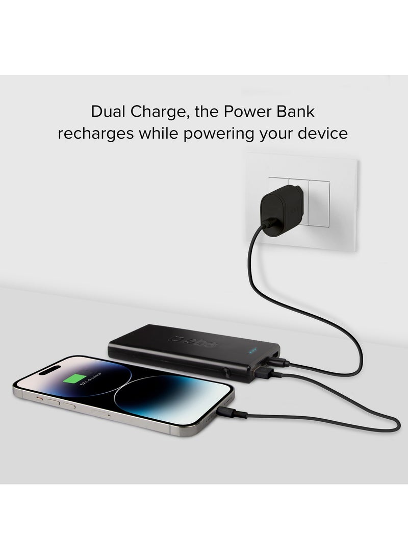SBS - Power Bank 10,000 mAh 2 USB 2.1 A, black color Charge Three Devices at the same time like iPhone, Samsung and Others. - Image 1