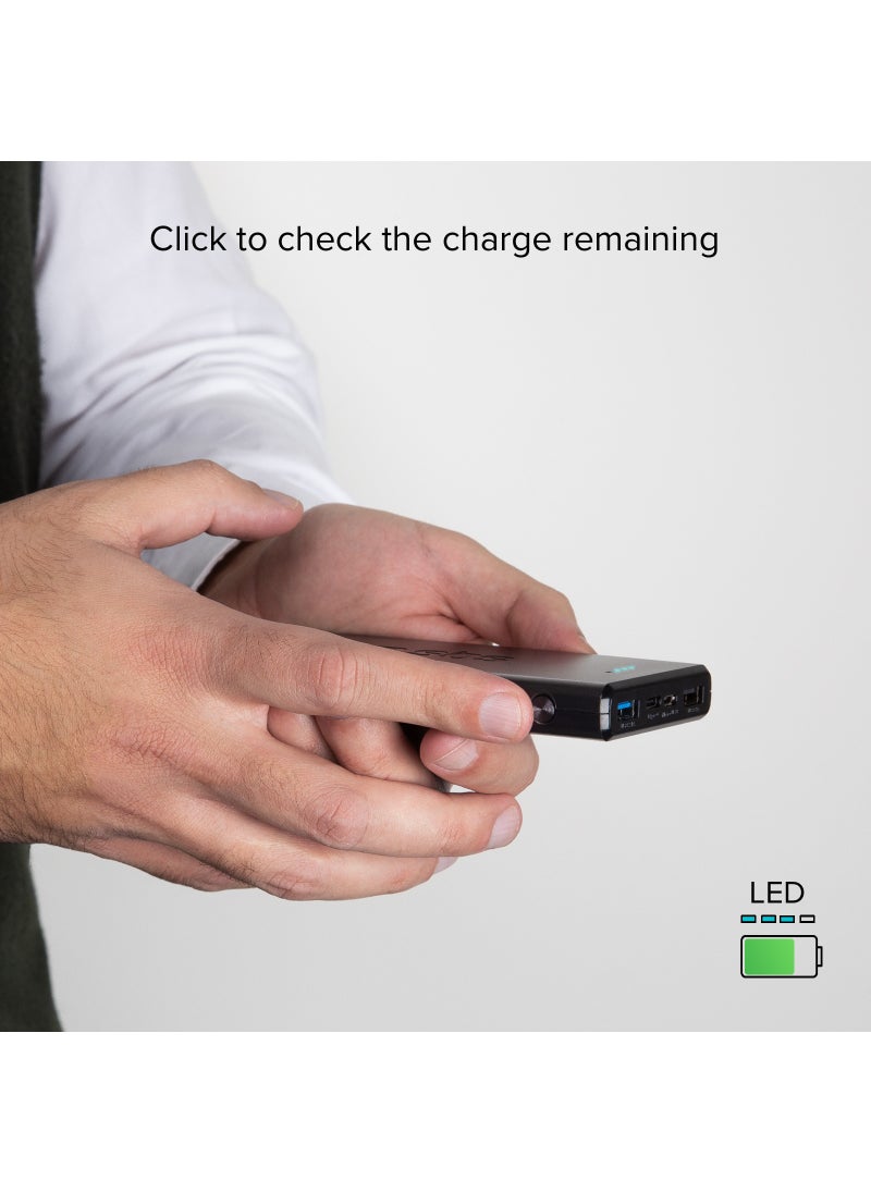 SBS - Power Bank 10,000 mAh 2 USB 2.1 A, black color Charge Three Devices at the same time like iPhone, Samsung and Others. - Image 1