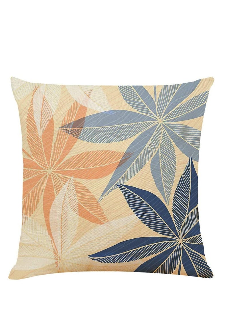 Excefore Pillow Cases, Decorative Pack of 4 Navy Blue Orange Cushion Covers 18x18 inch Linen Square Throw Pillow Covers for Living Room Sofa Couch Bed Pillowcases(45cm x 45cm) - Image 3