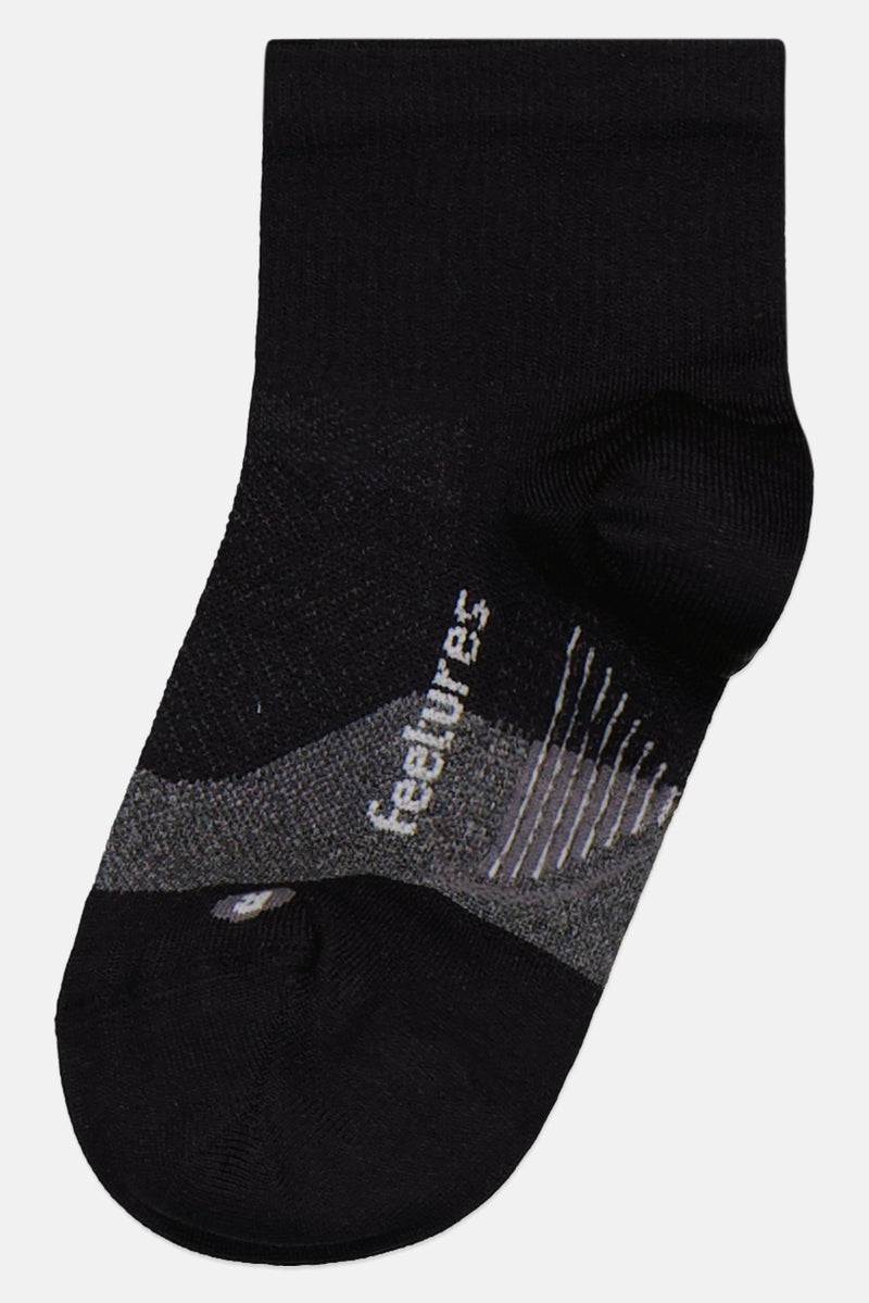 Feetures Kids Boy 1 Pair Brand Logo Crew Socks, Black - Image 1