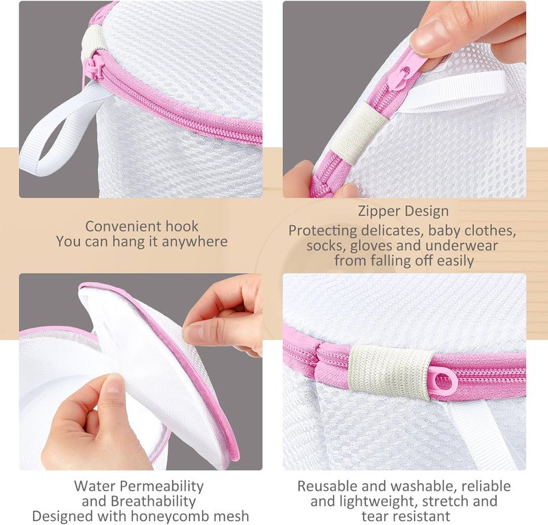 Woanger 12 Pieces Honeycomb Mesh Laundry Bags for Delicates Underwear Bra Laundry Bags for Washing Machine Sock Laundry Mesh Bags for Delicates Garment Lingerie Wash Bag Net 6 x 7 Inch Pink - Image 3