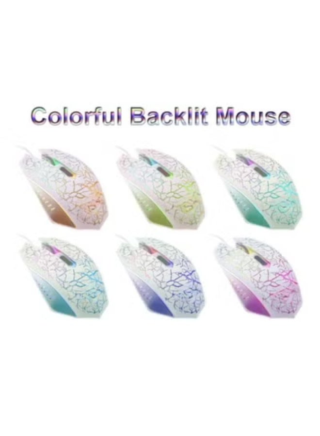 Gaming Keyboard & Mouse Set – Rainbow LED Backlit Wired Keyboard and 3200 DPI Mouse for PC & Mac (White) - Image 3