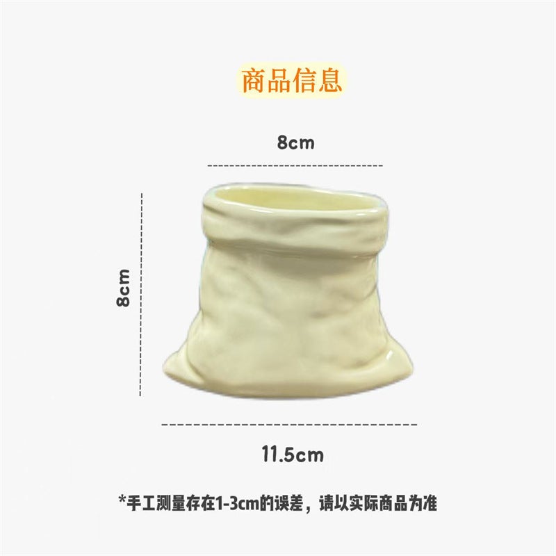 Vintage Bag-Shaped Ceramic Mug for Coffee and Milk Tea - Image 3