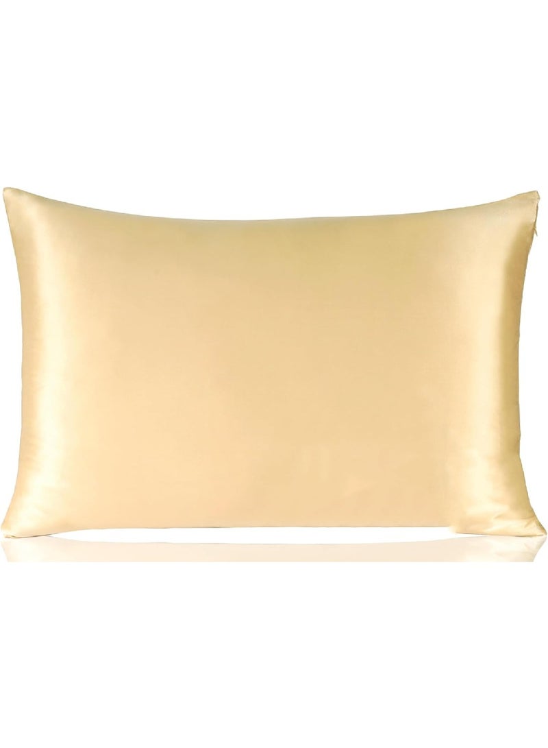 Pure Mulberry Silk Pillowcase For Healthy Hair And Skin With Invisible Zipper (Standard 50.8CM x 66CM, Champagne)  - Image 1