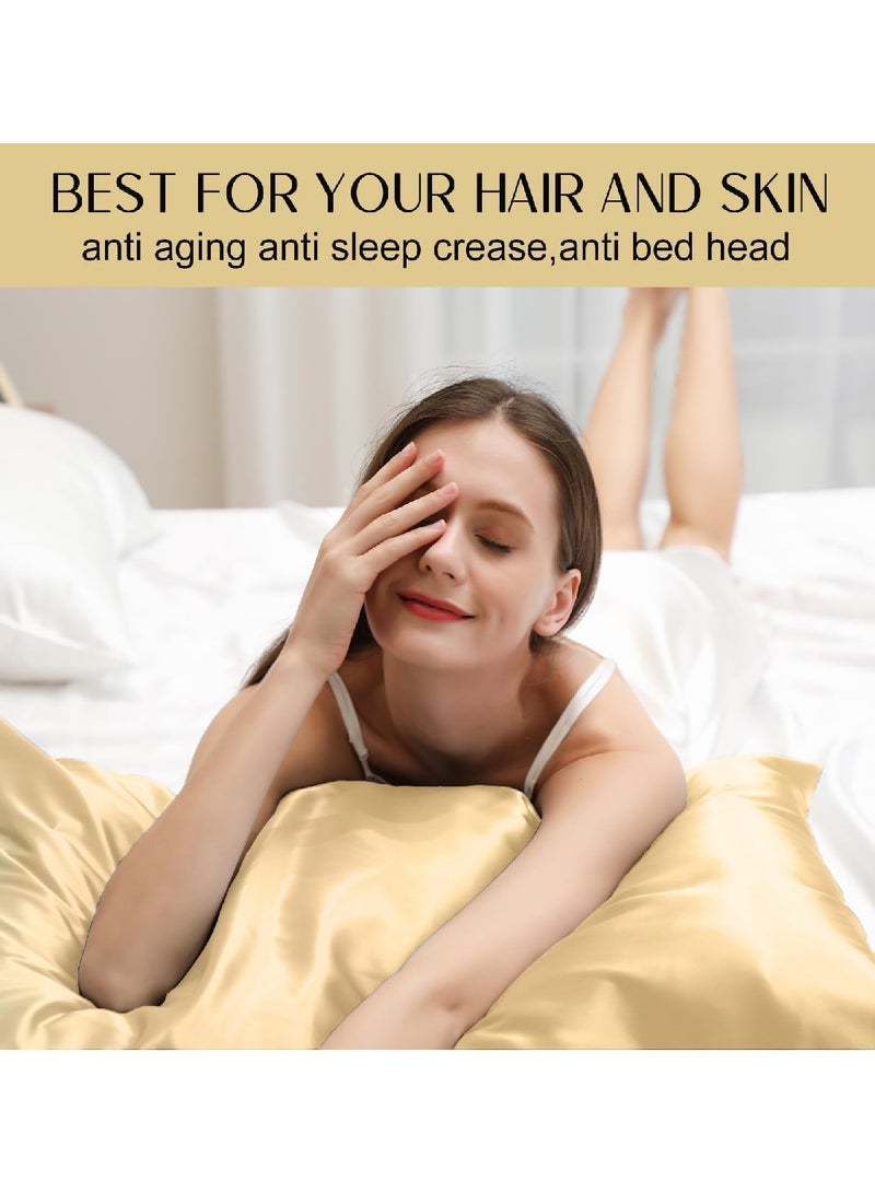 Pure Mulberry Silk Pillowcase For Healthy Hair And Skin With Invisible Zipper (Standard 50.8CM x 66CM, Champagne)  - Image 2