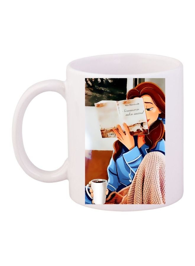 RYN Cartoon Printed Coffee Mug White/Brown/Blue 11ounce